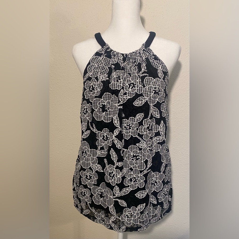 I-N-C Black Floral Top